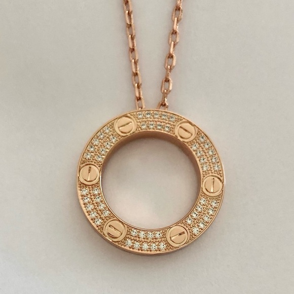 Screw Pavé Rose Gold Pendant Necklace - Picture 2 of 10